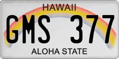 HI license plate GMS377
