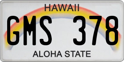 HI license plate GMS378