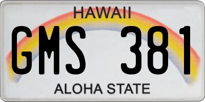 HI license plate GMS381
