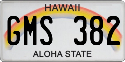 HI license plate GMS382