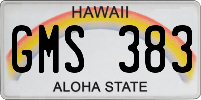 HI license plate GMS383