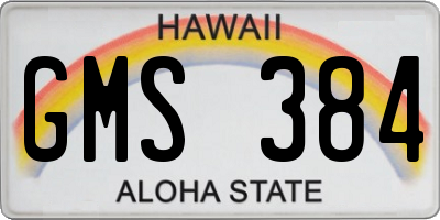 HI license plate GMS384