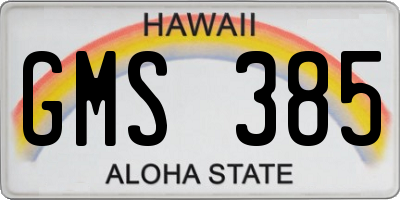 HI license plate GMS385