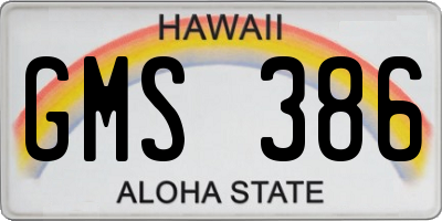 HI license plate GMS386