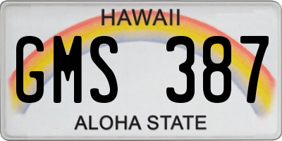 HI license plate GMS387