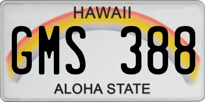 HI license plate GMS388