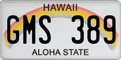HI license plate GMS389