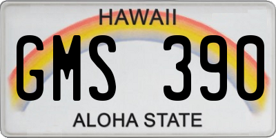 HI license plate GMS390
