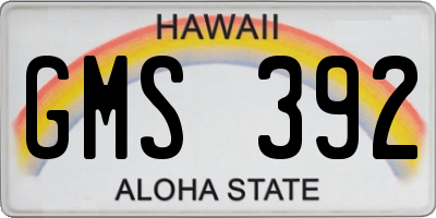 HI license plate GMS392