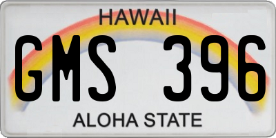 HI license plate GMS396