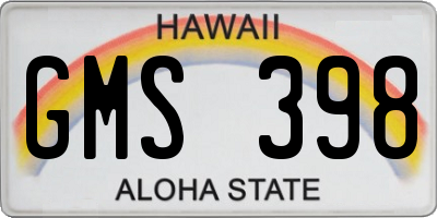 HI license plate GMS398