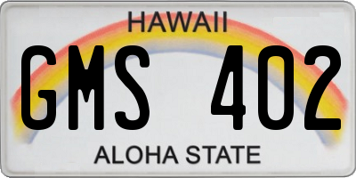 HI license plate GMS402