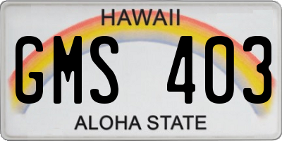HI license plate GMS403
