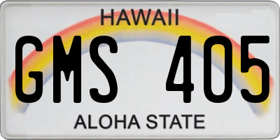 HI license plate GMS405