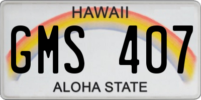 HI license plate GMS407