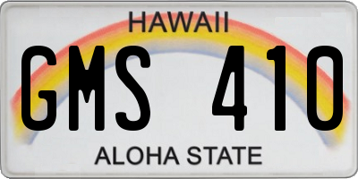 HI license plate GMS410