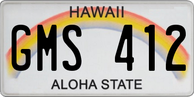 HI license plate GMS412