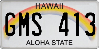 HI license plate GMS413