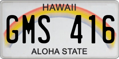 HI license plate GMS416
