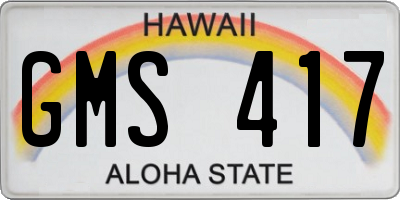 HI license plate GMS417