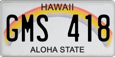 HI license plate GMS418