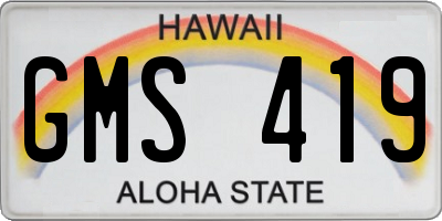 HI license plate GMS419