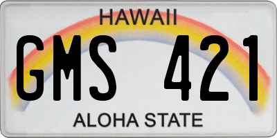 HI license plate GMS421