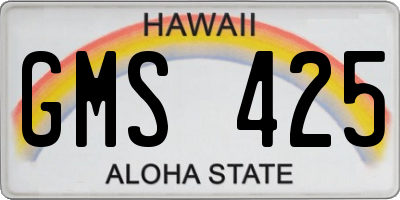 HI license plate GMS425