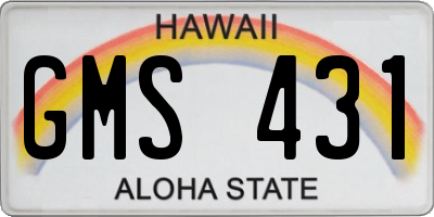 HI license plate GMS431