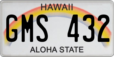 HI license plate GMS432