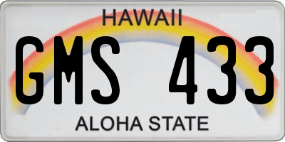HI license plate GMS433