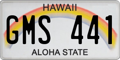 HI license plate GMS441
