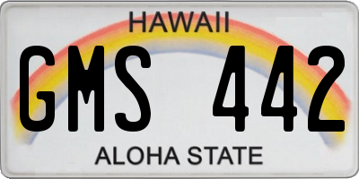 HI license plate GMS442
