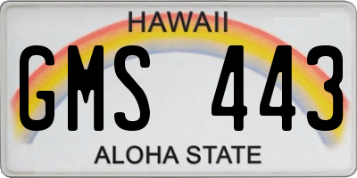 HI license plate GMS443