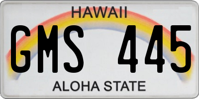 HI license plate GMS445