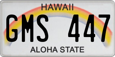 HI license plate GMS447