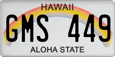 HI license plate GMS449