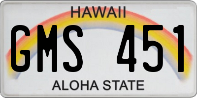 HI license plate GMS451