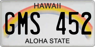 HI license plate GMS452