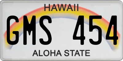HI license plate GMS454