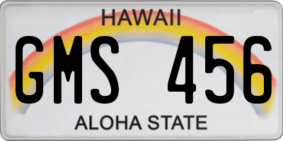 HI license plate GMS456