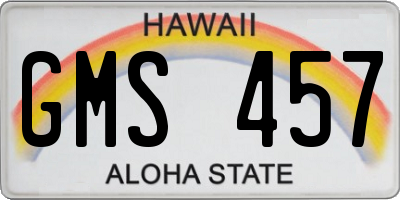 HI license plate GMS457