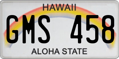 HI license plate GMS458