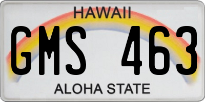 HI license plate GMS463