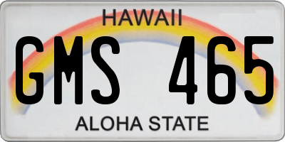 HI license plate GMS465