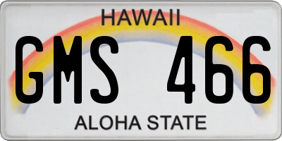 HI license plate GMS466