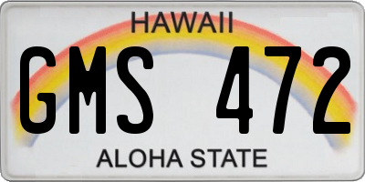 HI license plate GMS472