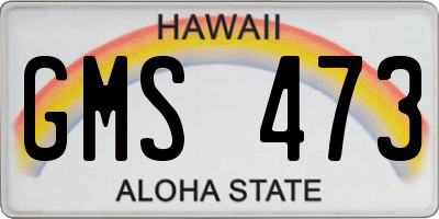 HI license plate GMS473