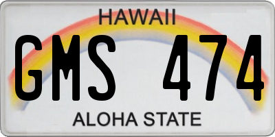 HI license plate GMS474