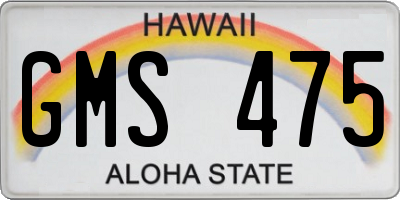 HI license plate GMS475